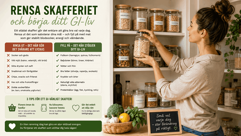 Kvinna som fixar i sitt skafferi.