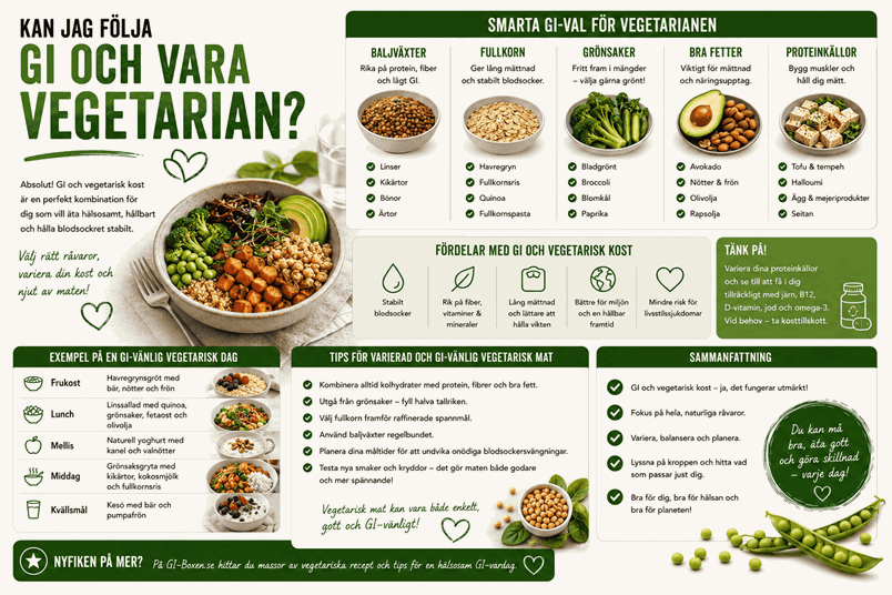 Bild på vegetarisk mat som är gi-vänlig.