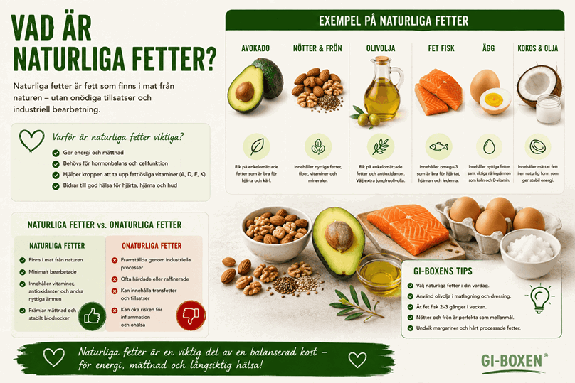 Olika naturliga fetter.