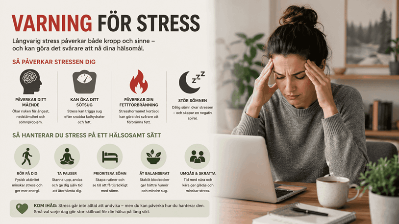 Kvinna håller sig för pannan och känner sig stressad.
